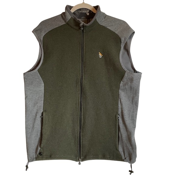 Greyson Sequoia LUXE vest wool blend Golf heavyweight hybrid fleece green gray L